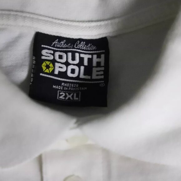 South Pole Golf Polo Shirt Men 2XL White Casual Spread Collar ShortSleeve Cotton - Picture 4 of 9